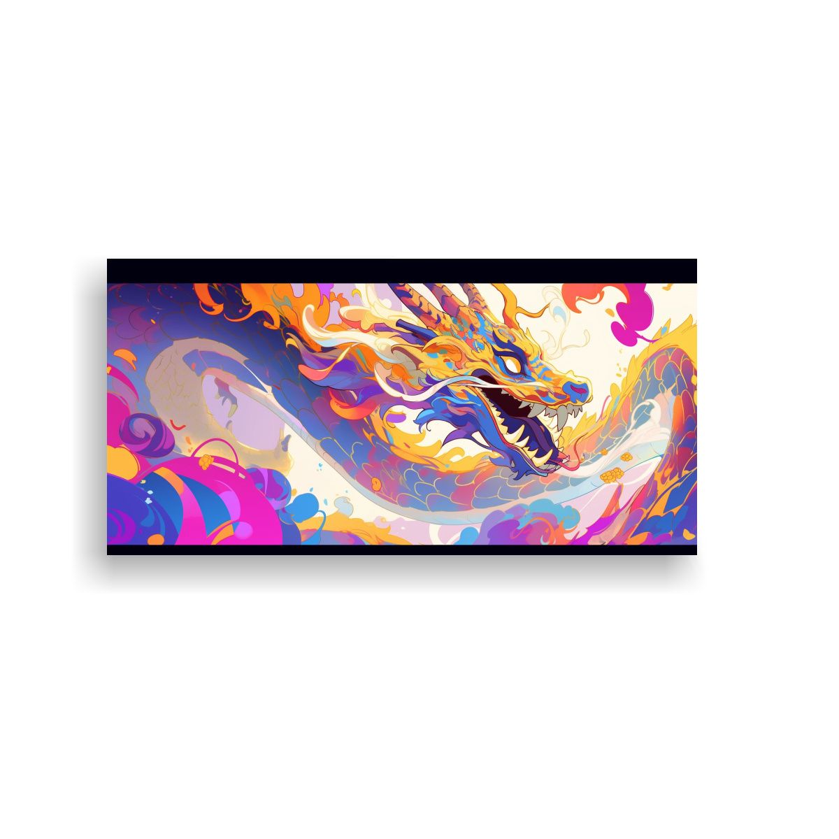 GENERICO - Cuadro Decorativo Equilibrio Dragón Arcoíris Y 60x30 Cm