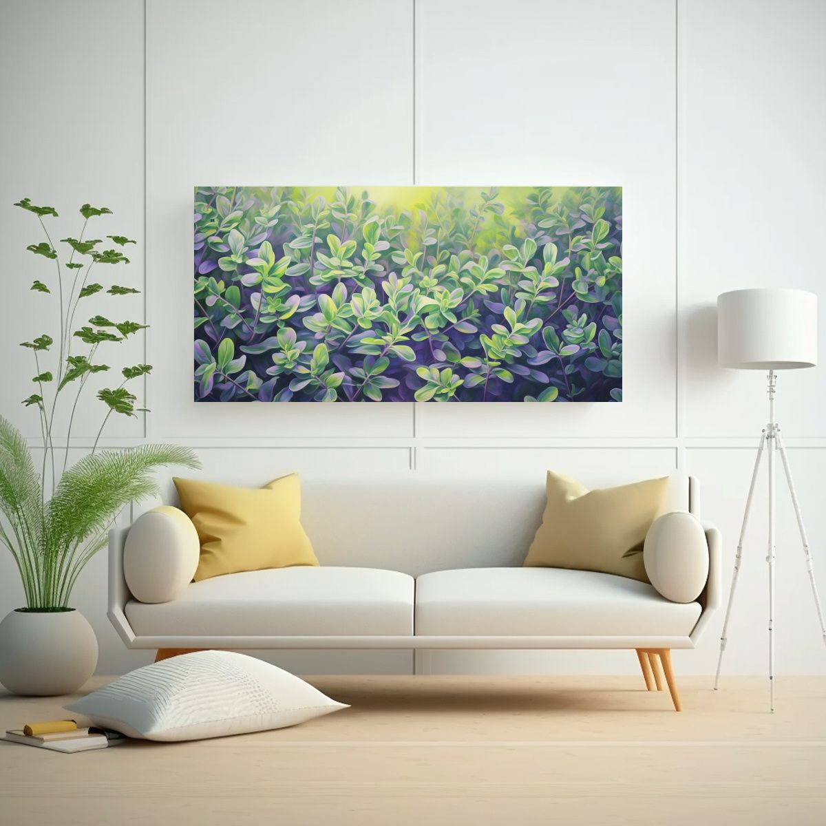 GENERICO - Pintura Abstracta De Hierbas En Lienzo Moderno 100x50 Cm