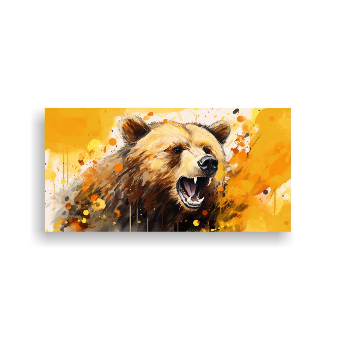 GENERICO - Pintura Decorativa De Un Oso Grizzly En Colores 80x40 Cm