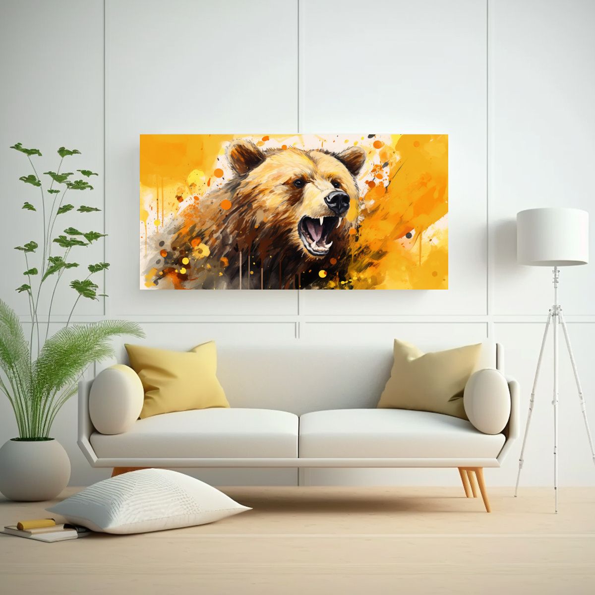 GENERICO - Pintura Decorativa De Un Oso Grizzly En Colores 80x40 Cm