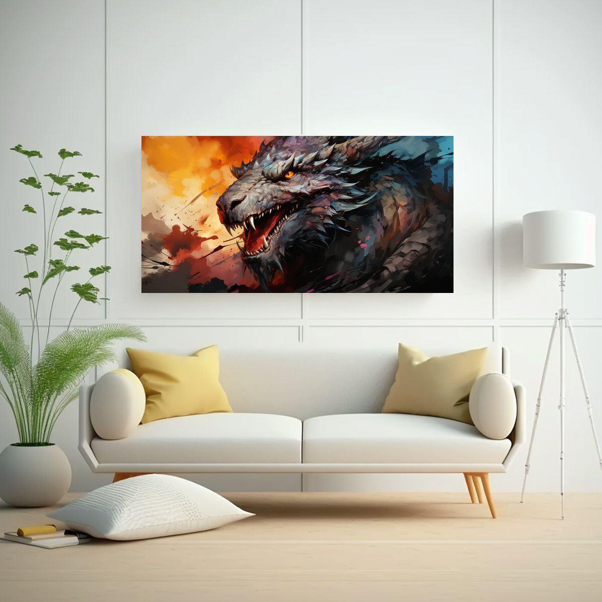 GENERICO - Cuadro Horizontal Equilibrio Visual Dragón En 100x50 Cm