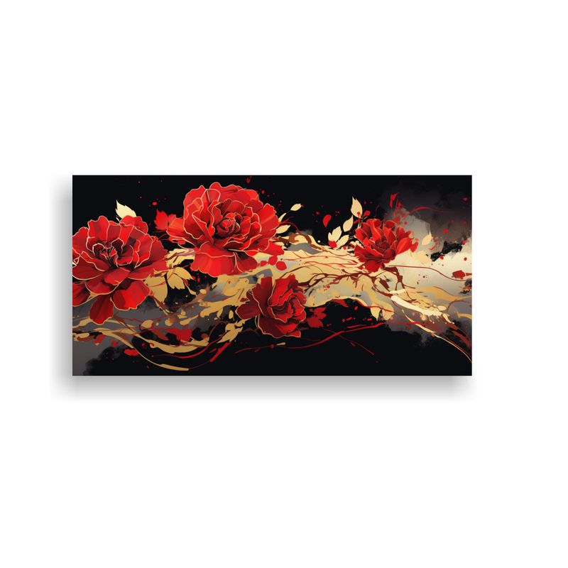 GENERICO - Poder Red Y Oro Atmosfera Neonoir En Estilo De 100x50 Cm