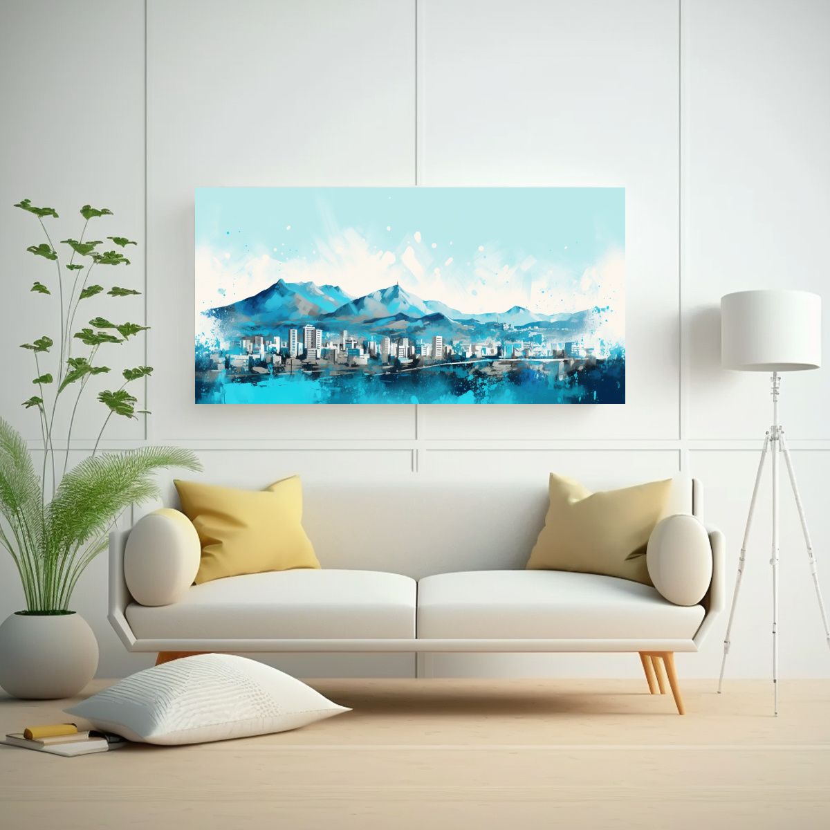 GENERICO - Pintura Acuarela Adorable De Santiago En Chile En 80x40 Cm