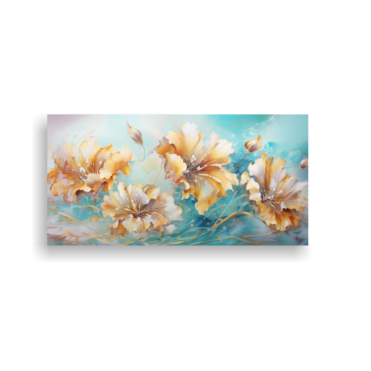 GENERICO - Tela En Bastidor Acuarela Tematica A Flores 100x50 Cm