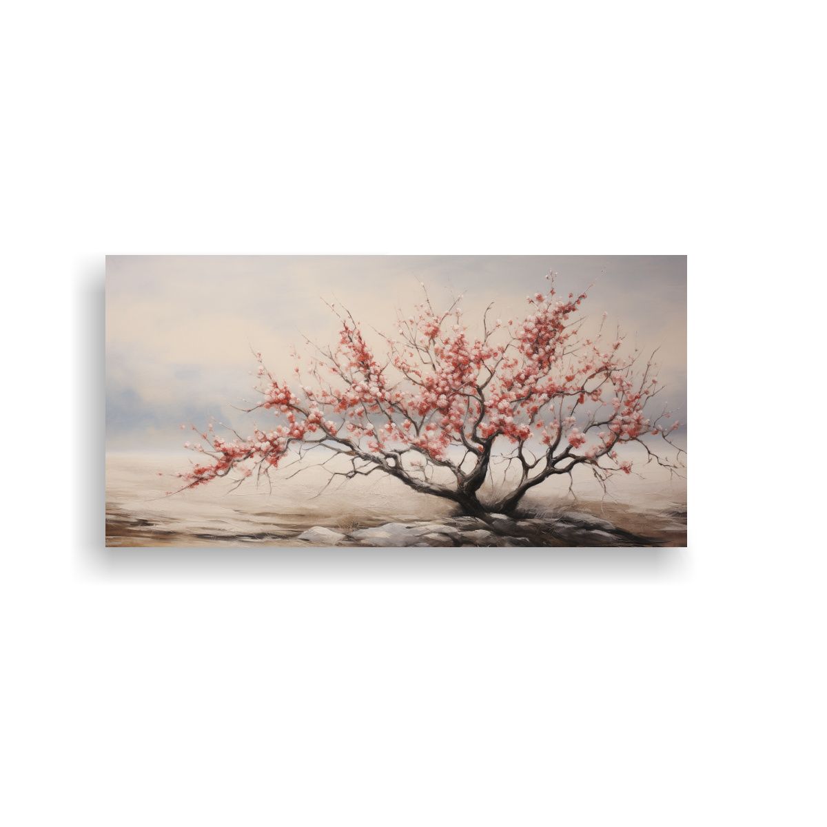 GENERICO - Cuadro Abstracto De Cerezo En Tela Detalles En 80x40 Cm