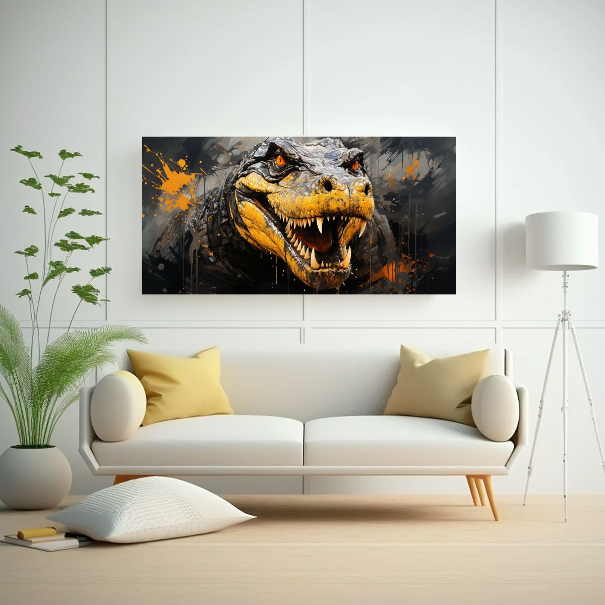 GENERICO - Pintura De Pared De Iguanodon En Colores Oro Y 80x40 Cm