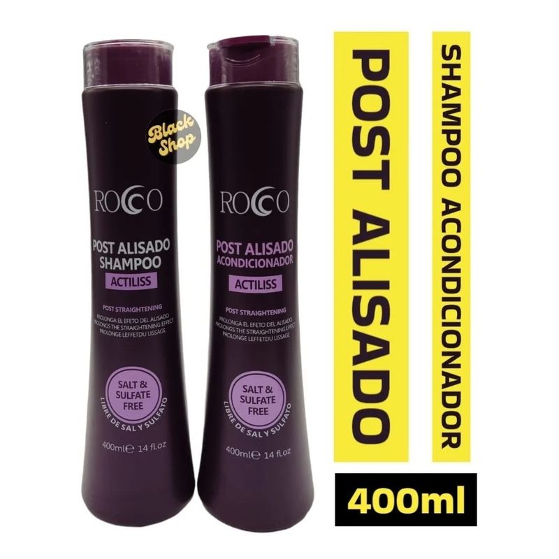 GENERICO - Pack Shampoo + Acondicionador Post Alisado Rocco 400ml