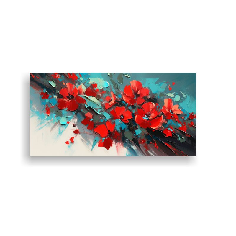 GENERICO - Pintura En Tela Tonos Cálidos Y Azul Turquesa 100x50 Cm