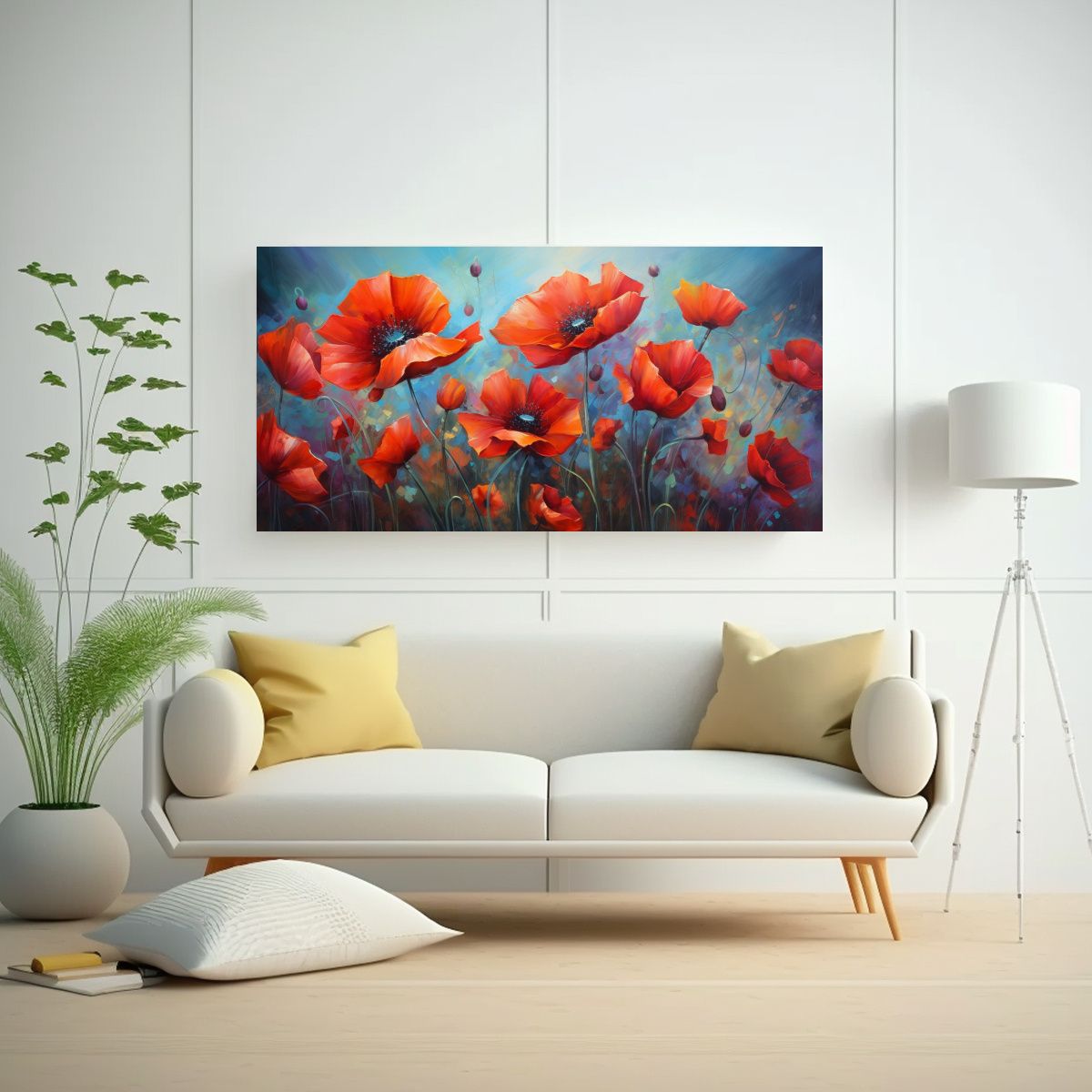 GENERICO - Pintura Juvenil De Amapolas Abstractas Y 100x50 Cm