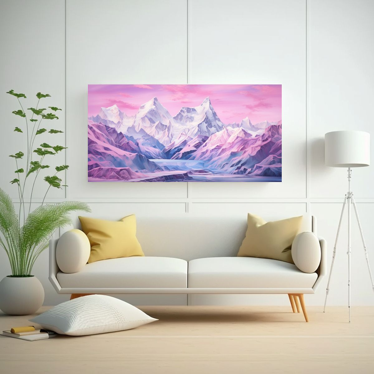 GENERICO - Cuadro Montañas Famosas Con Tonos Rosados Para 80x40 Cm