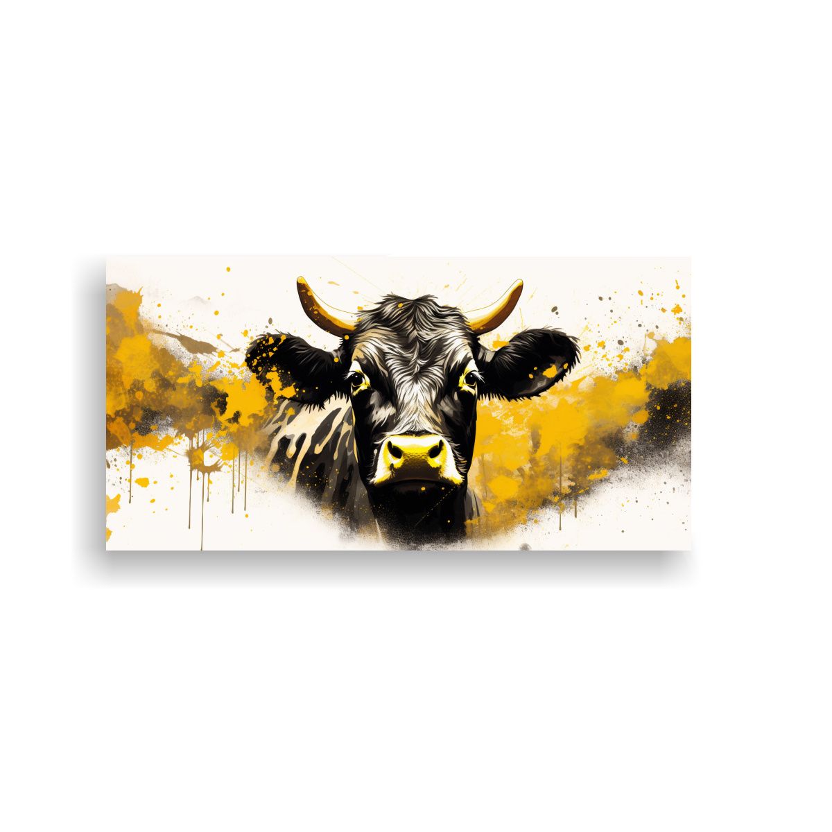 GENERICO - Cuadro Patron Intenso De Vaca Angus En Oro Y 80x40 Cm