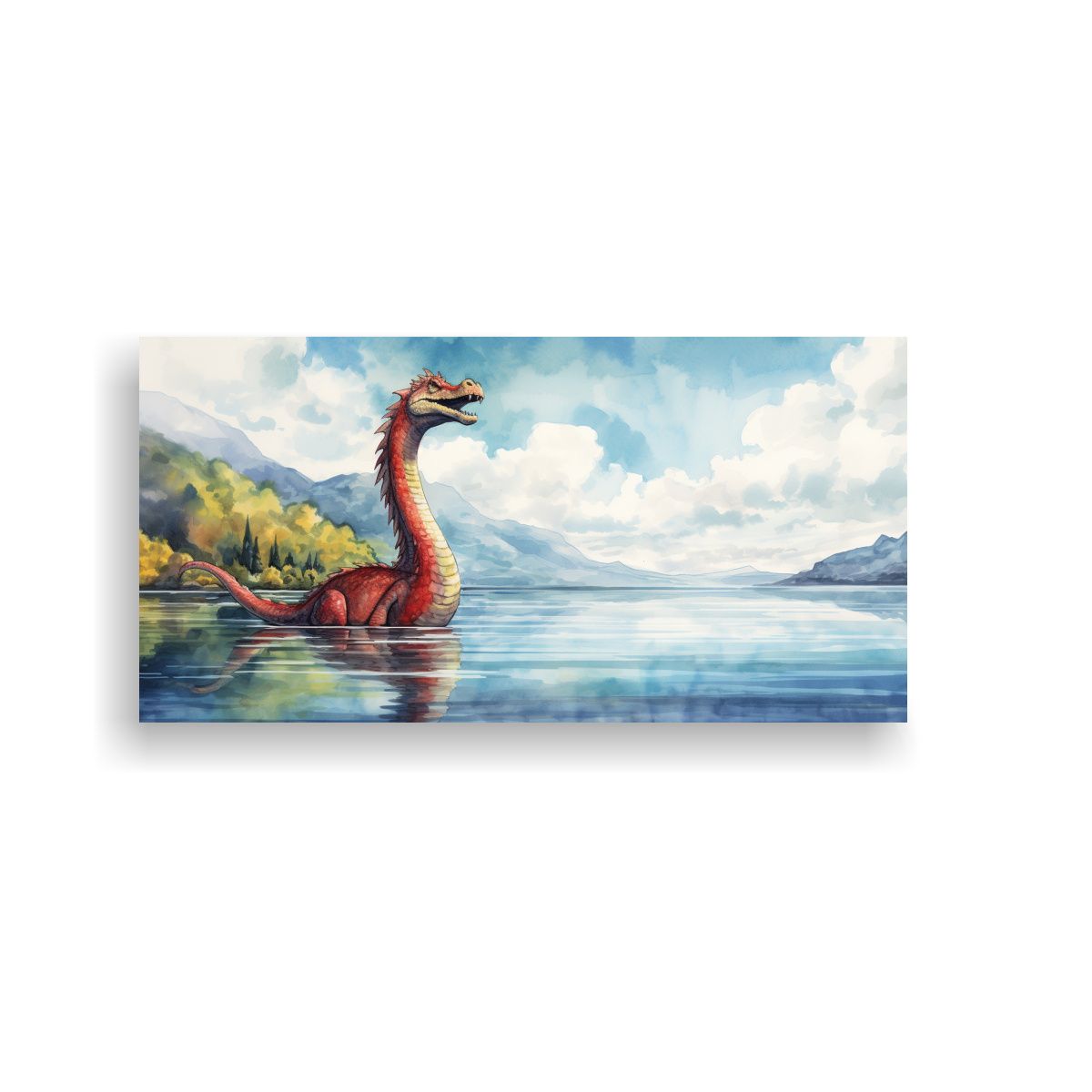 GENERICO - Pintura De Colores Acuarela De Monstruo De Lago 80x40 Cm