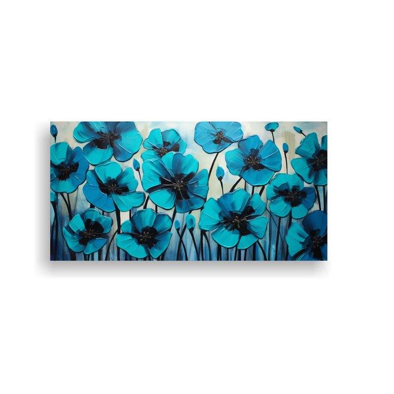 GENERICO - Cuadro Pintura Líneas Turquesa Y Negras Full 100x50 Cm
