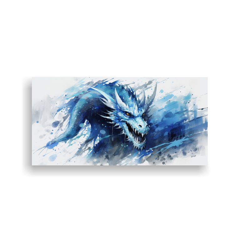 GENERICO - Cuadro Moderno Dragón Acuarelas Y Azules 80x40 Cm