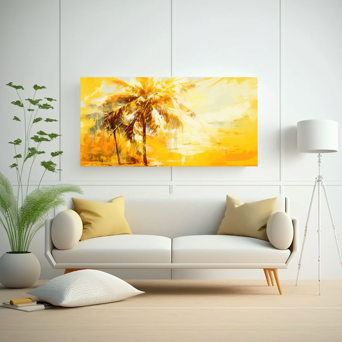 GENERICO - Cuadro Decorativo Moderno De Palmera Amarilla 80x40 Cm