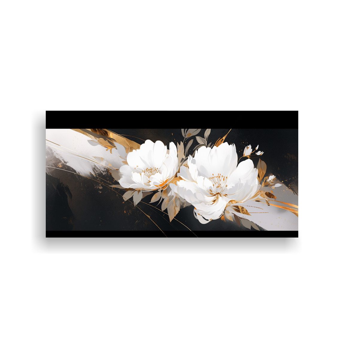 GENERICO - Cuadro Inspiración Clásico Blanco Y Dorado 60x30 Cm