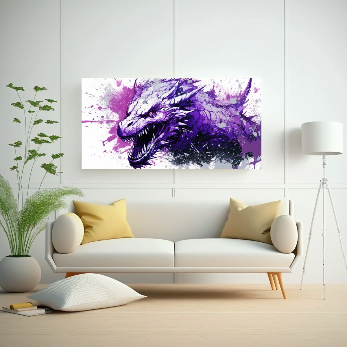 GENERICO - Pinturas Decorativas De Dragón En Tonos Morado Y 100x50 Cm