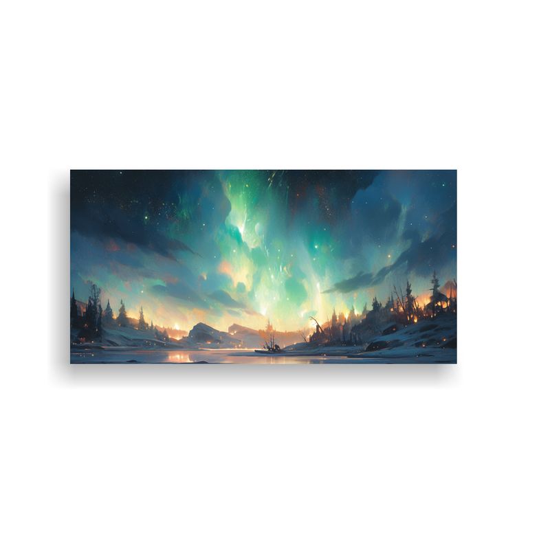 GENERICO - Pintura Abstracta Equilibrio Visual Aurora Boreal 60x30 Cm