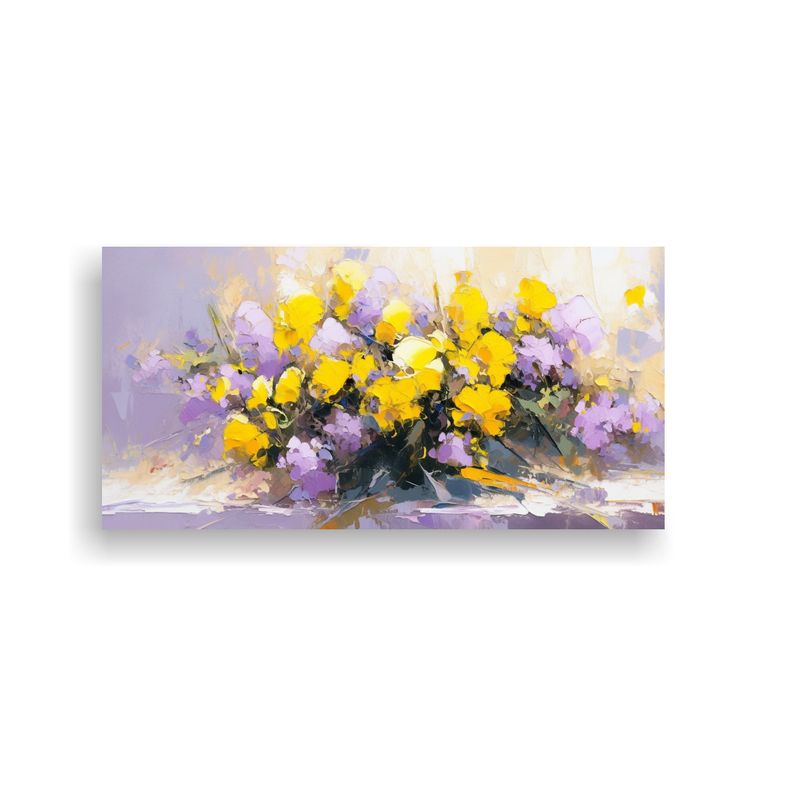 GENERICO - Pintura En Lienzo De Flores Amarillas Y Moradas 60x30 Cm
