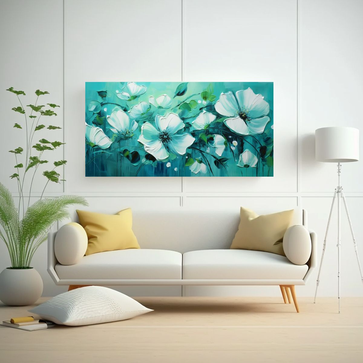 GENERICO - Cuadro De Flores En Lienzo Con Composición 60x30 Cm