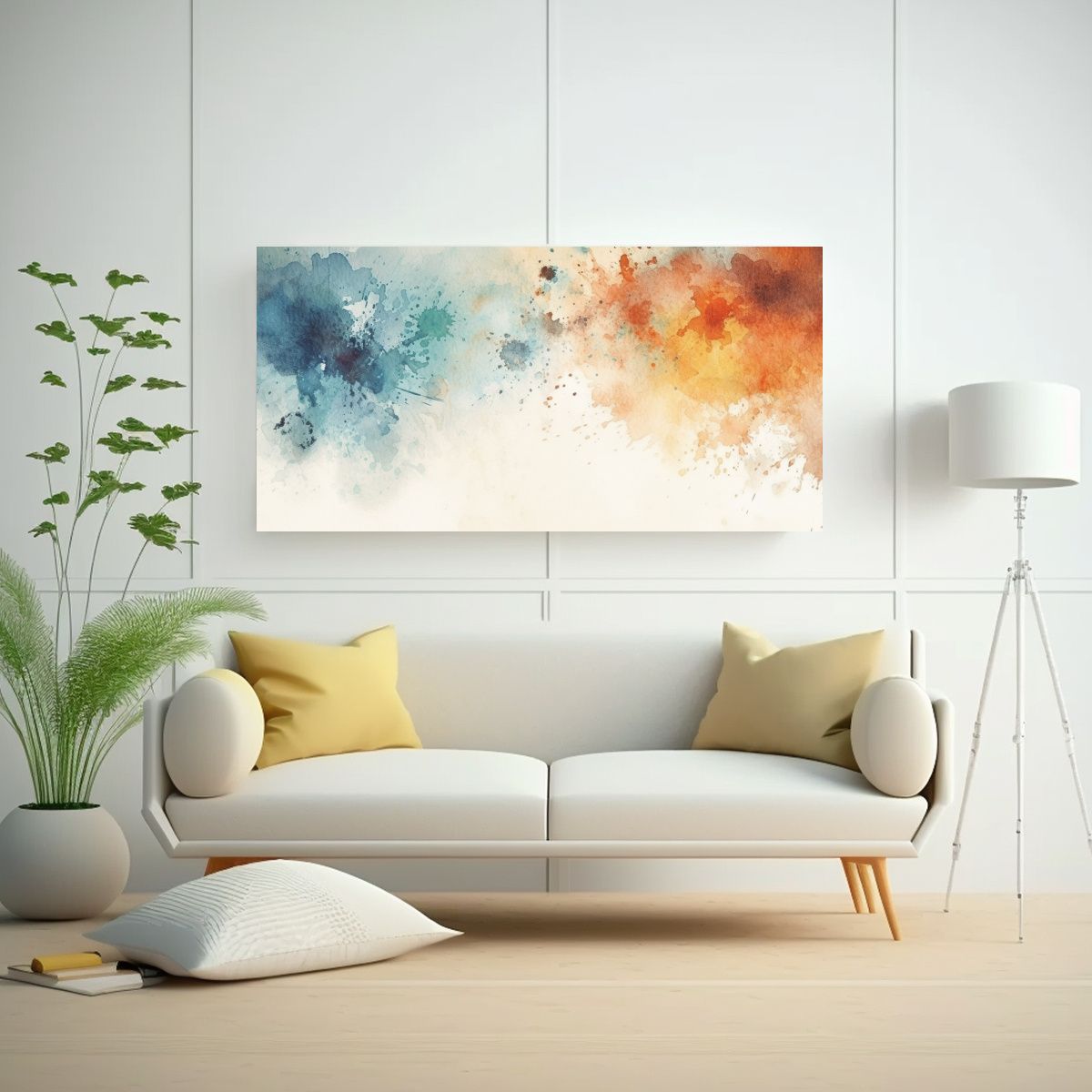 GENERICO - Cuadro De Lienzo Con Tonos Lineales En Blanco 60x30 Cm