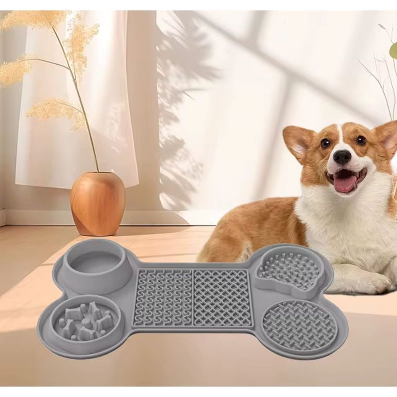 GENERICO - Comedero lento Para Mascotas  De alimento Antiestrés Gris