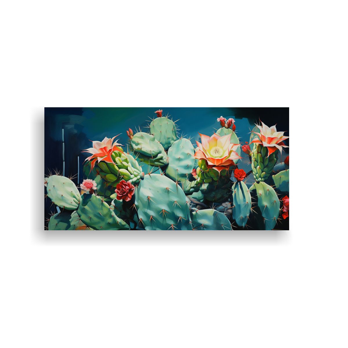 GENERICO - Pintura Abstracta De Cactus En Lienzo De Colores 100x50 Cm