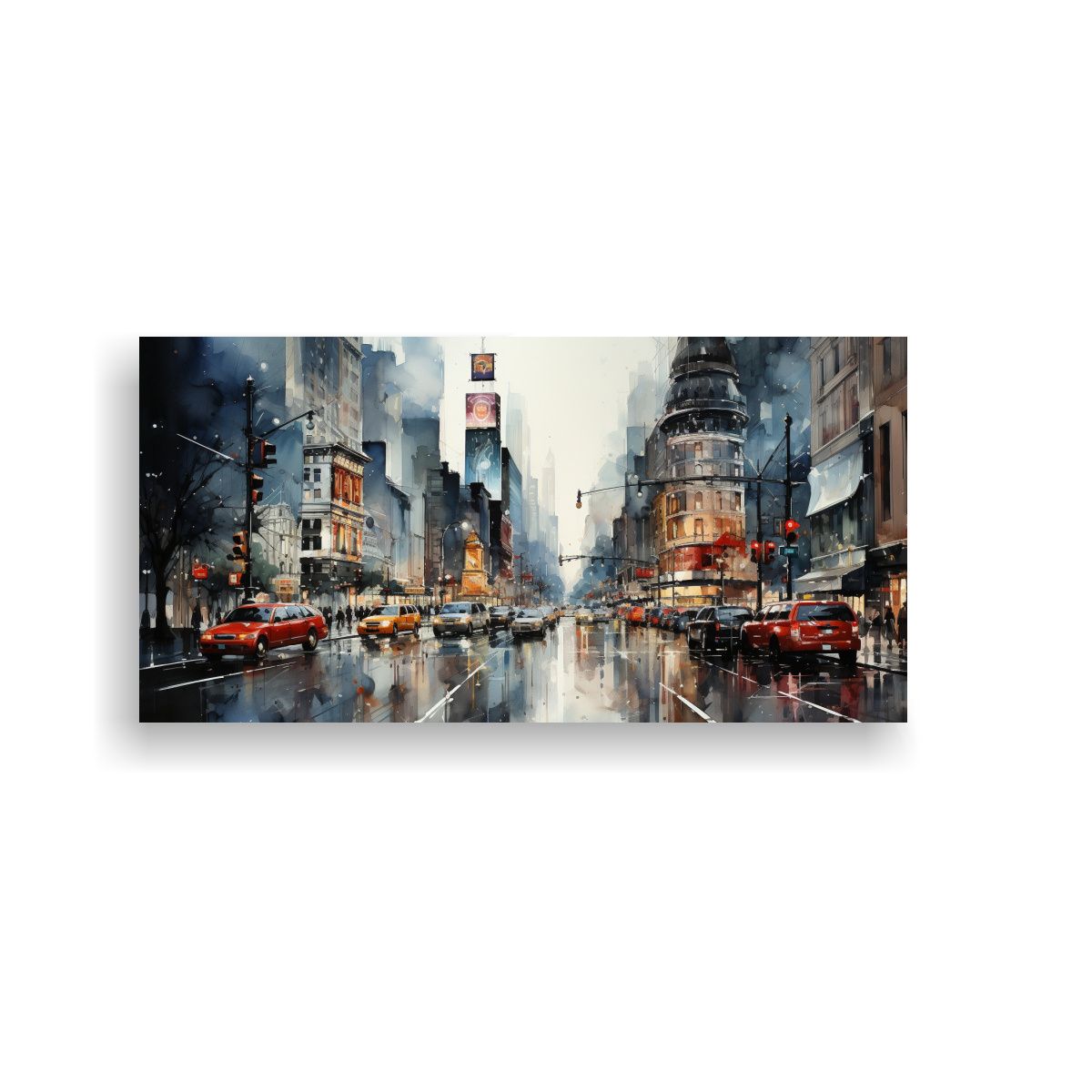 GENERICO - Cuadro Acuarela De Una Escena Urbana Para 60x30 Cm