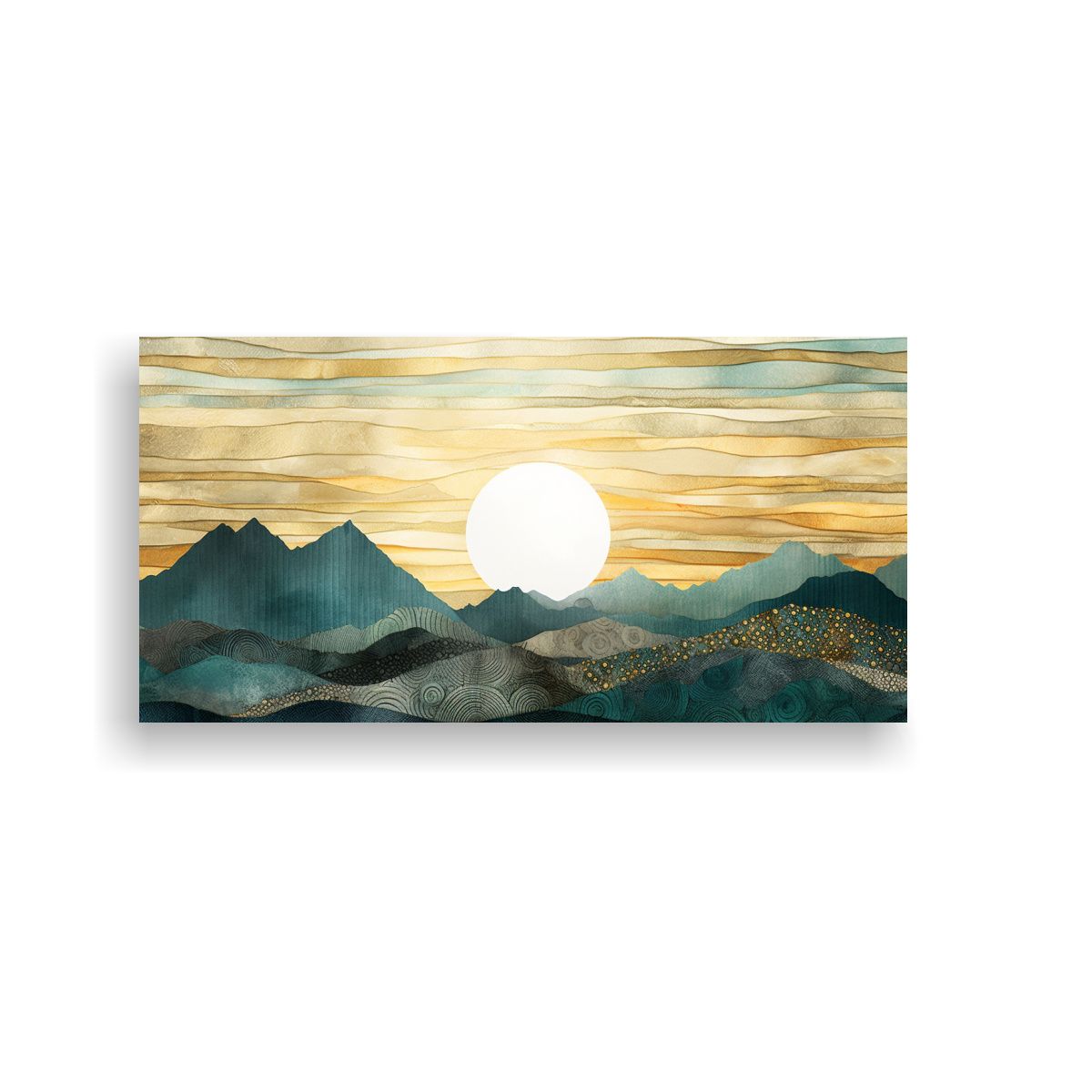 GENERICO - Pinturas Abstractas De Montañas En Tonos Verdes 100x50 Cm