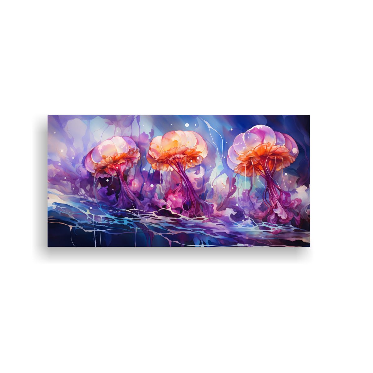 GENERICO - Cuadro Lienzo Resistente A Jellyfish En Acuarela 100x50 Cm