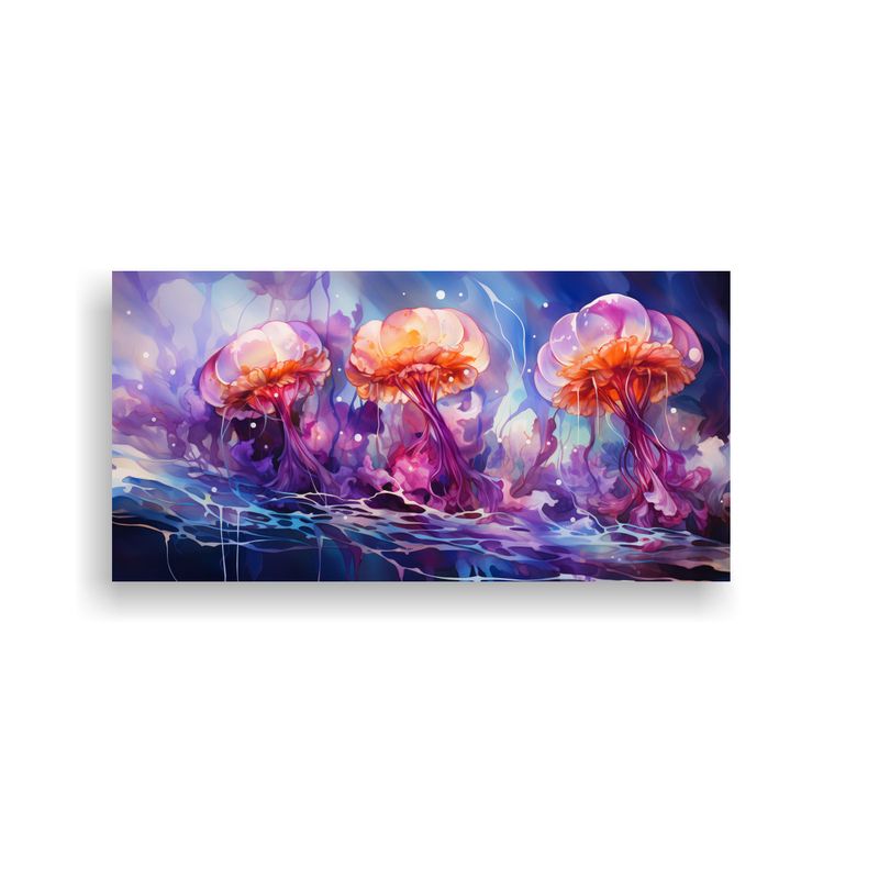 GENERICO - Cuadro Lienzo Resistente A Jellyfish En Acuarela 100x50 Cm