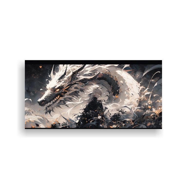 GENERICO - Pintura Decorativa Dragón Blanco Y Negro En 100x50 Cm