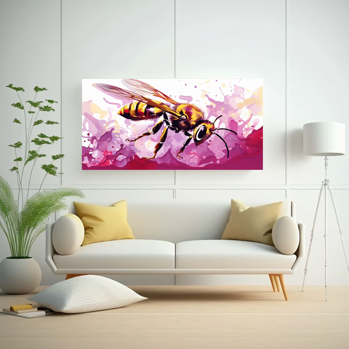 GENERICO - Cuadro Dibujo Original Avispa En Berenjena Y 100x50 Cm