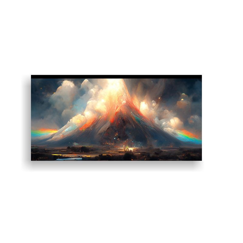 GENERICO - Pintura Abstracta De Volcán Con Colores 60x30 Cm