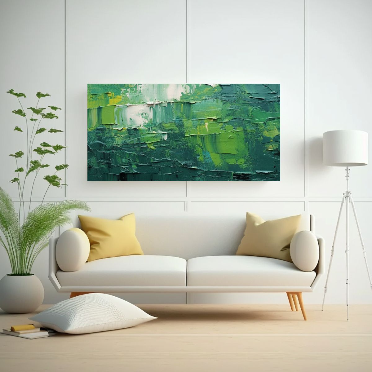 GENERICO - Pintura Abstracta Verde Oscuro Textura Closeup 60x30 Cm