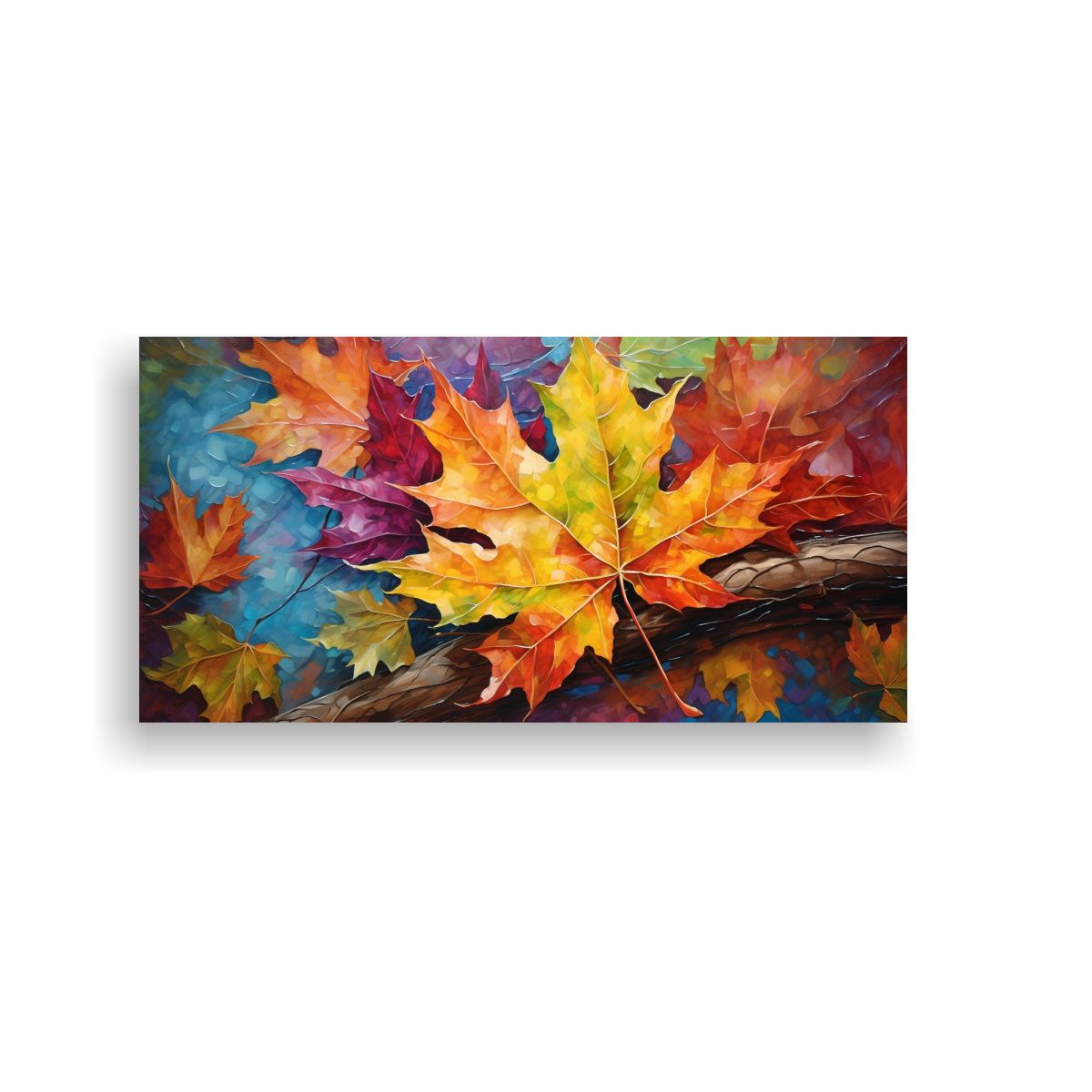 GENERICO - Pintura Abstracta Detallada De Hojas De Arce En 60x30 Cm