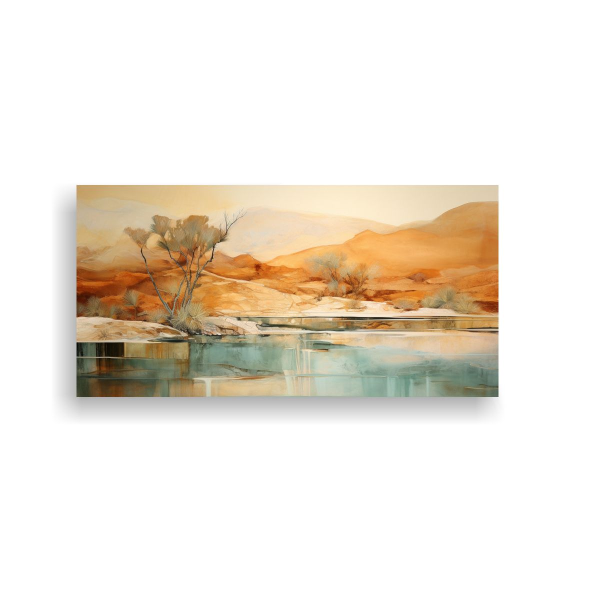 GENERICO - Arte Abstracto Oasis Sereno Pintura De Pared 80x40 Cm