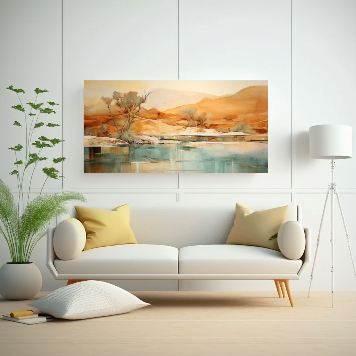 GENERICO - Arte Abstracto Oasis Sereno Pintura De Pared 80x40 Cm