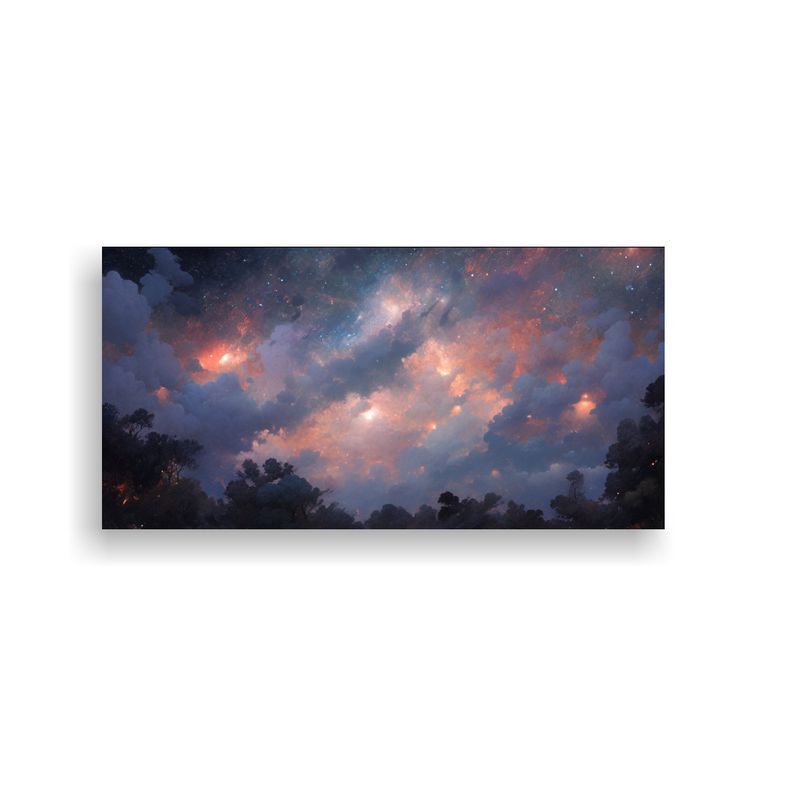 GENERICO - Pintura Decorativa Nocturna Con Arcoíris Y Tonos 80x40 Cm