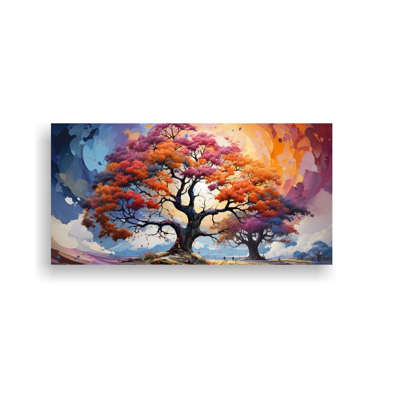 GENERICO - Cuadro Abstracto árbol Abedul Escena Intensa 80x40 Cm