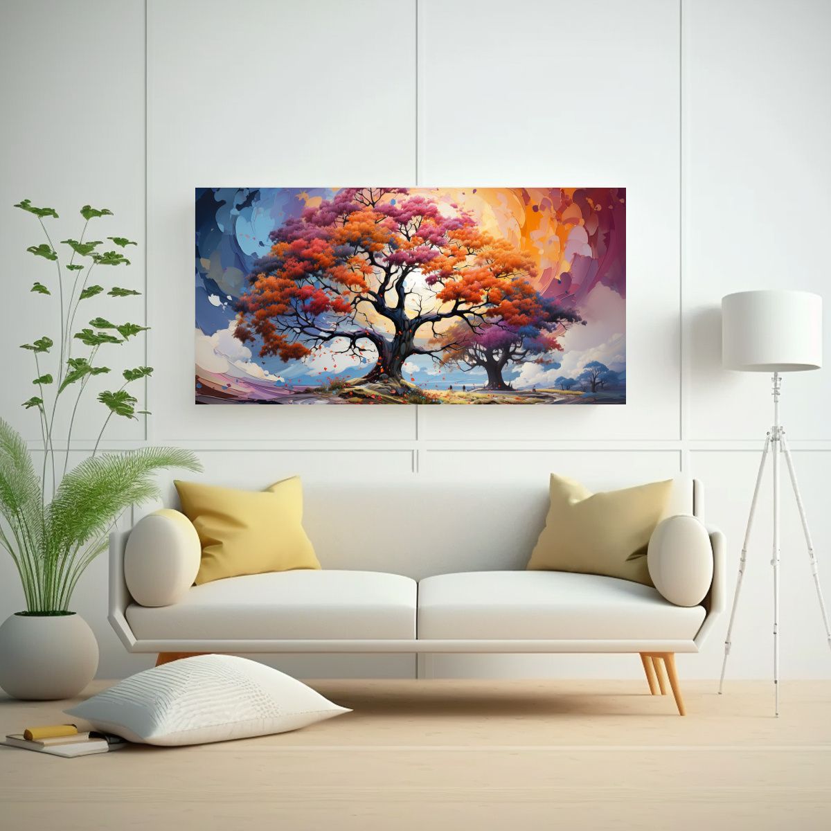 GENERICO - Cuadro Abstracto árbol Abedul Escena Intensa 80x40 Cm