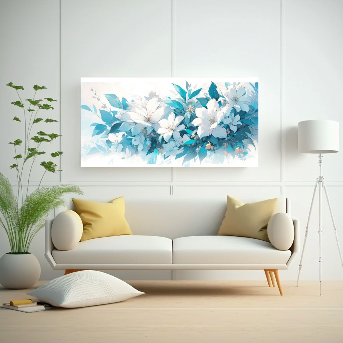 GENERICO - Cuadro Diseño Armonía De Colores Blanco Y 80x40 Cm