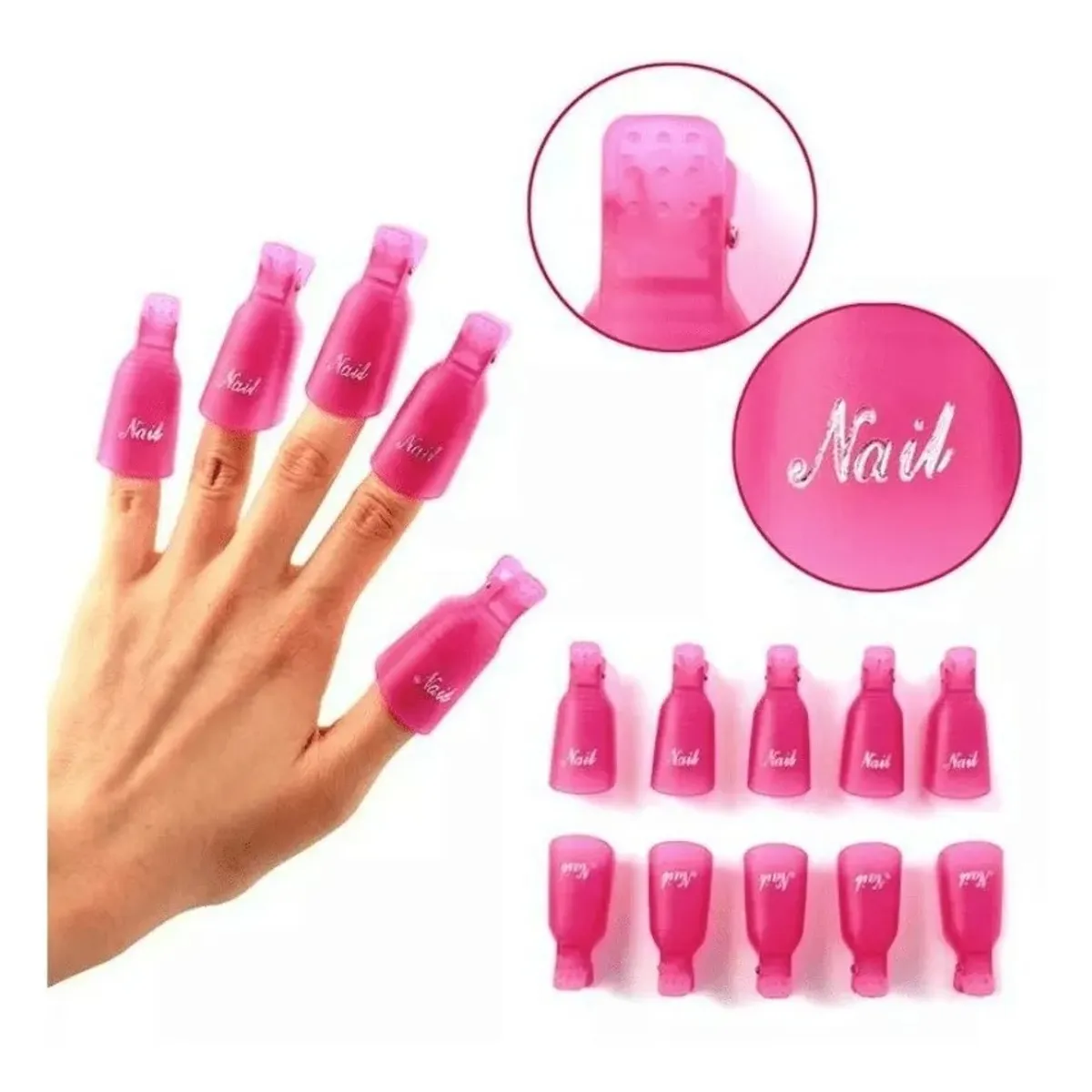 GENERICO - Pack 10 Pinza Manicure Quita Esmalte Permanente Uña Acrílica