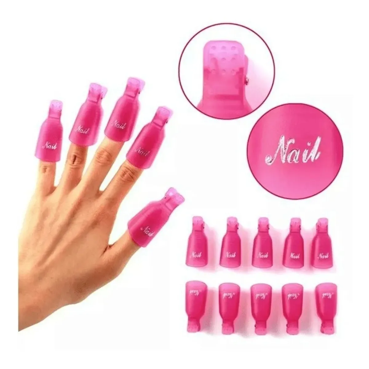 GENERICO - Pack 10 Pinza Manicure Quita Esmalte Permanente Uña Acrílica