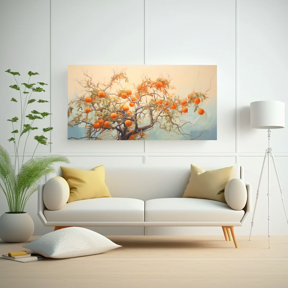 GENERICO - Lienzo Decorativo De árbol Naranja Estilo 80x40 Cm.