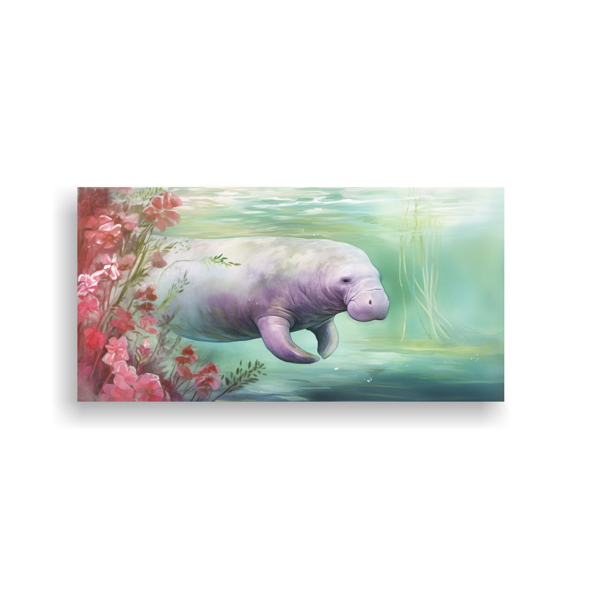 GENERICO - Cuadro Acuarela Colorida Manatíes Estilo Pintura 100x50 Cm