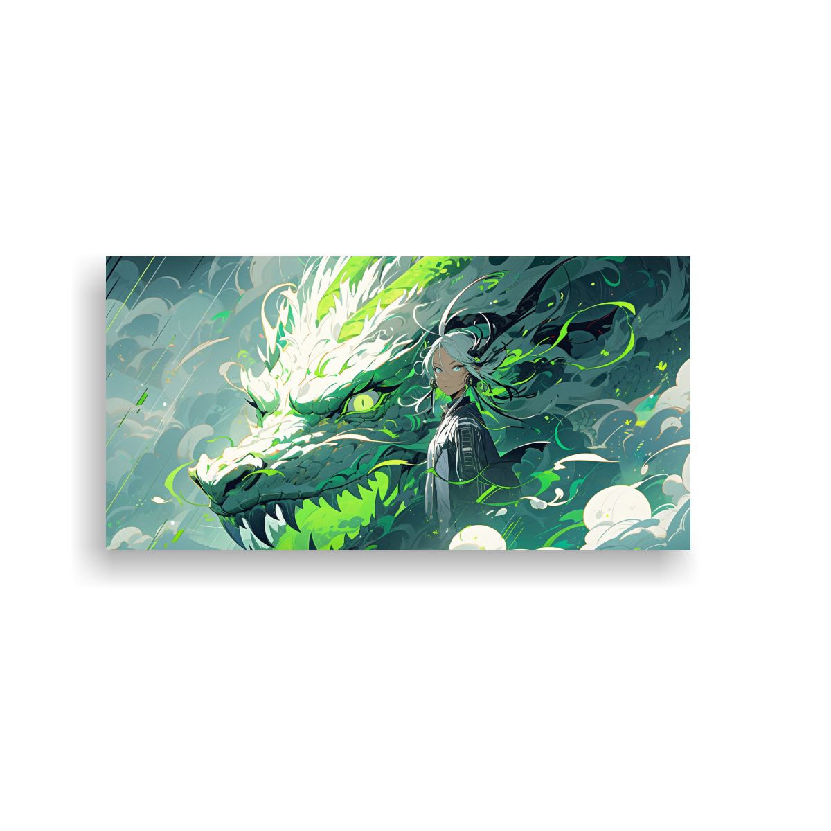 GENERICO - Pintura Decorativa Dragón En Vibrantes Colores 100x50 Cm