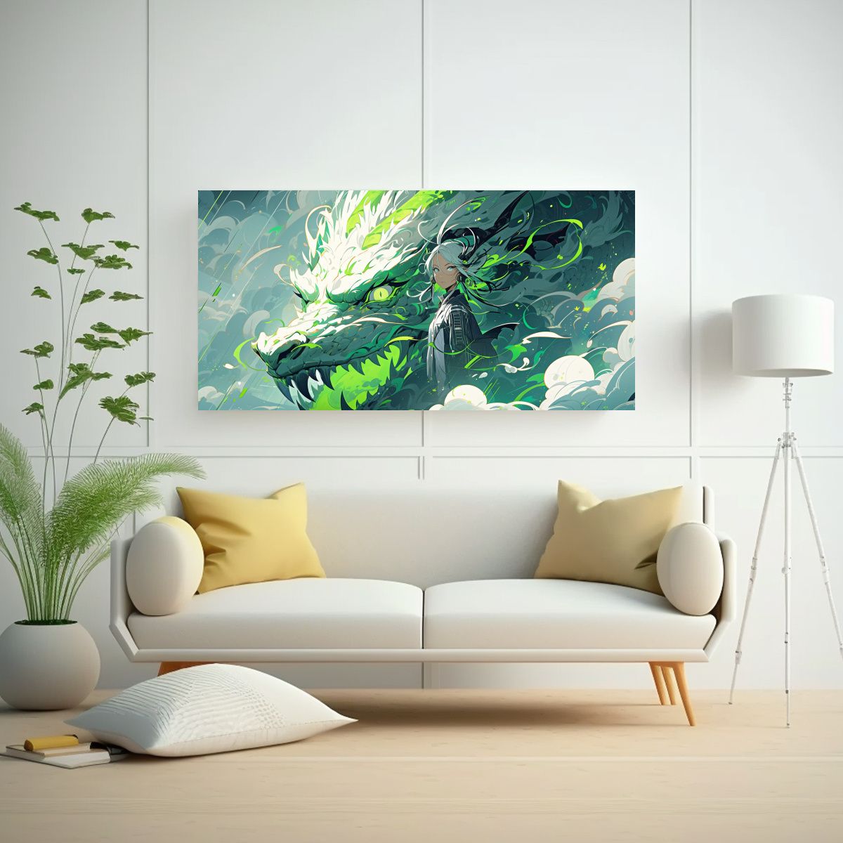 GENERICO - Pintura Decorativa Dragón En Vibrantes Colores 100x50 Cm