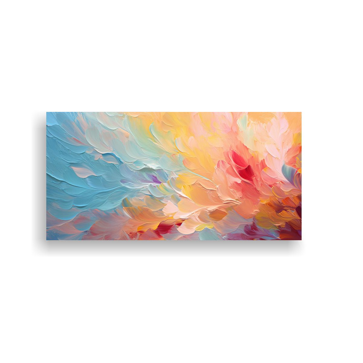 GENERICO - Pintura Floral Abstracta En Tela Rojo Amarillo 60x30 Cm