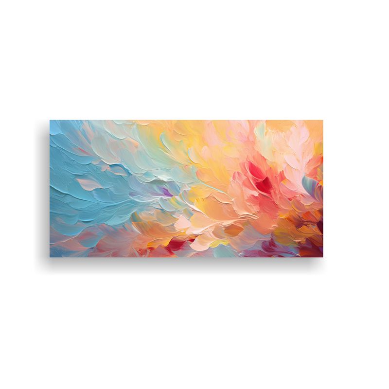 GENERICO - Pintura Floral Abstracta En Tela Rojo Amarillo 60x30 Cm